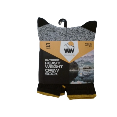 Socks Men's 5pk. Outdoor Heavy Weight Crew Weather Wear Size 6-12