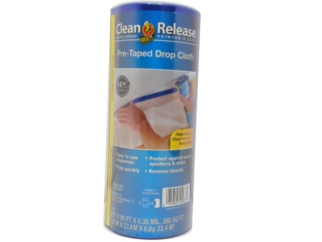 Drop Cloth Pre-Taped 4\' x 90\' Clean Release Duck