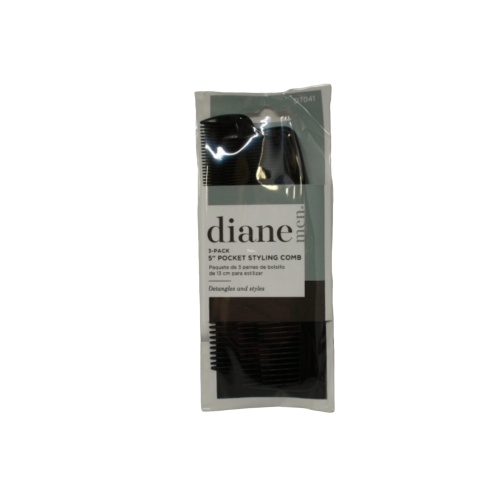 5 Pocket Styling Comb 3pk. Black Diane Men