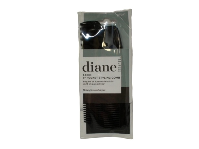 5 Pocket Styling Comb 3pk. Black Diane Men\