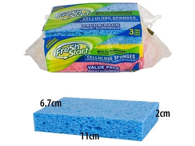 Fresh Start Cellulose Sponge 3 Pack