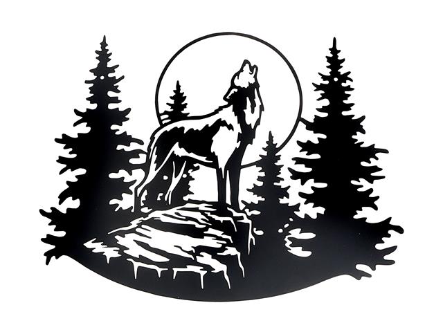 METAL BLACK WALL DECOR - HOWLING WOLF 15.75 × 12.60 × 0.40 in