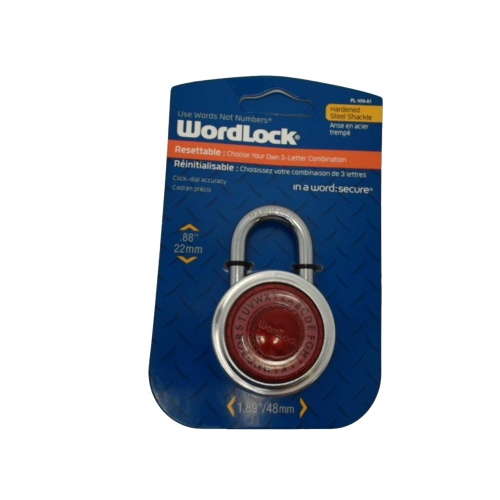 Wordlock 3 Letter Combination Lock Resettable Hardened Steel Shackle