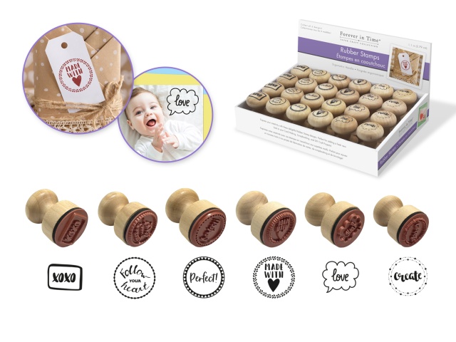 Wooden Rubber Stamps: Ergonomic Handle 1.1 Stamp 4eax6styles A) Sentiments\