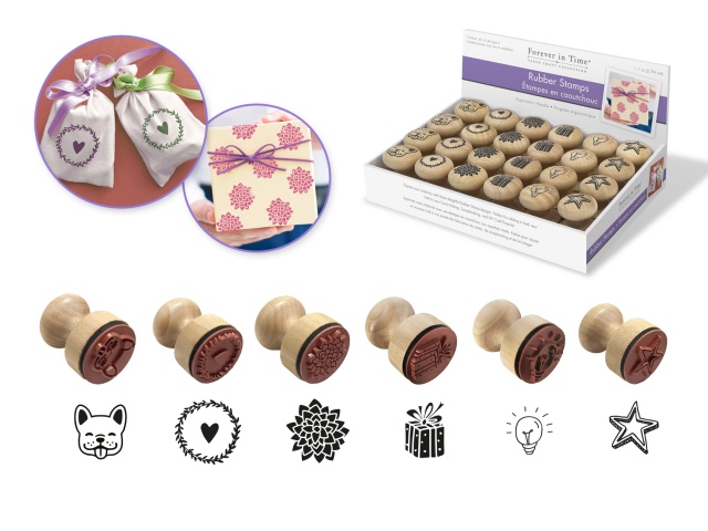 Wooden Rubber Stamps: Ergonomic Handle 1.1 Stamp 4eax6styles B) Adornments\
