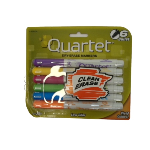 Dry Erase Markers 6pk. Vivid Colors! Bullet Tip Quartet