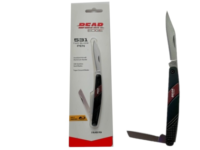 Two Blade Pen Knife 3 Anodized Aircraft Aluminum Bear Edge\