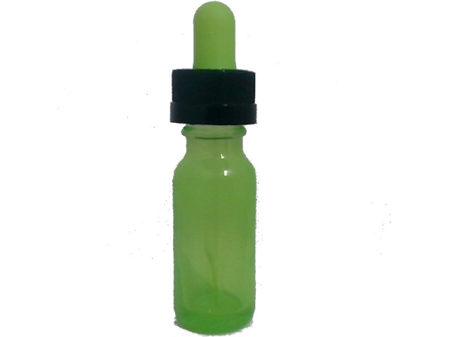 Glass Bottle 15mL Lime Green w/Dropper