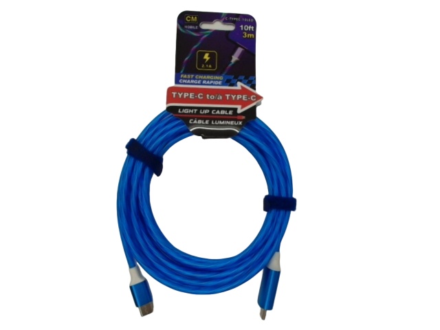 Type-C® to Type-C® 10 foot light up fast charging cable