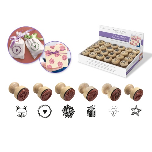 Wooden Rubber Stamps: Ergonomic Handle 1.1 Stamp 4eax6styles B) Adornments