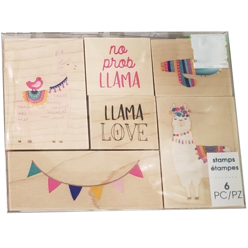 Wooden Stamps 6pk. No Prob Llama