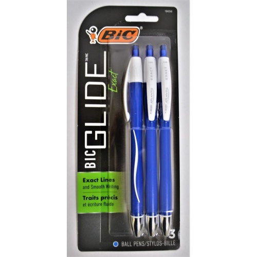 BIC 3PK GLIDE BLUE INK PENS