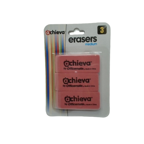 Erasers Medium 3pk. Pink Achieva