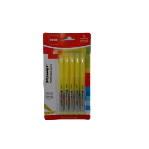 Highlighter 5pk. Yellow Power 2000 Cello