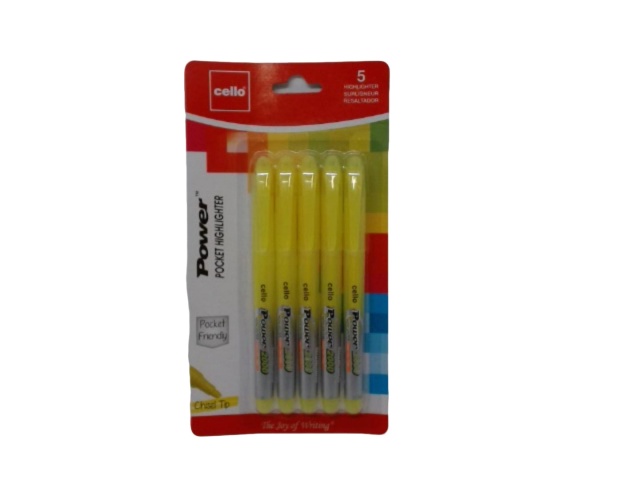 Highlighter 5pk. Yellow Power 2000 Cello