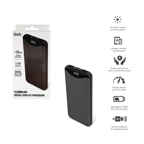 10000mAh Digital Display with Dual Output PowerBank