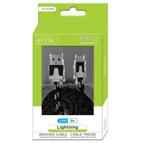 Cable - USB Lightning™ 6.6ft Black Braided