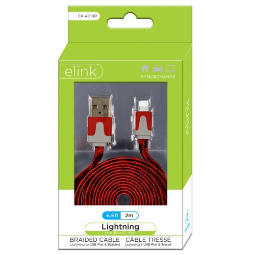 Cable - USB Lightning™ 6.6ft Red Braided