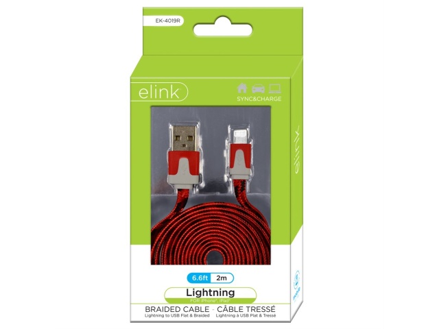 Cable - USB Lightning™ 6.6ft Red Braided