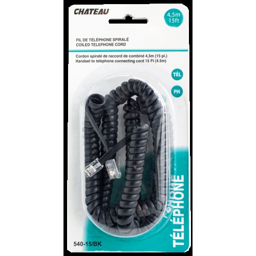 Phone Handset Cord Black 15 foot