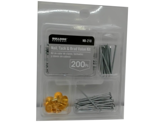 Nail, Tack & Brad Value Kit 200pcs Bulldog