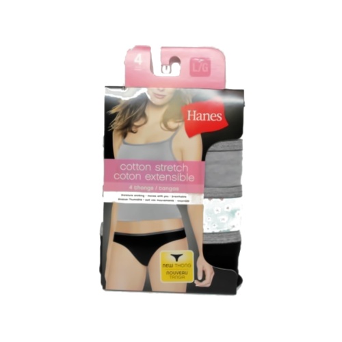 Cotton Stretch Thongs 4pk. Large Hanes