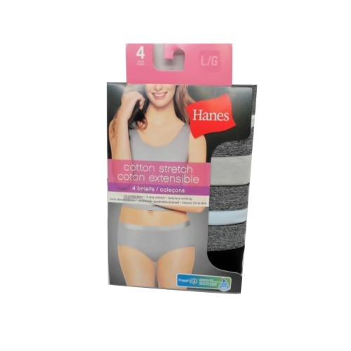 Ladies Briefs 4pk. Large Cotton Stretch Assorted Hanes