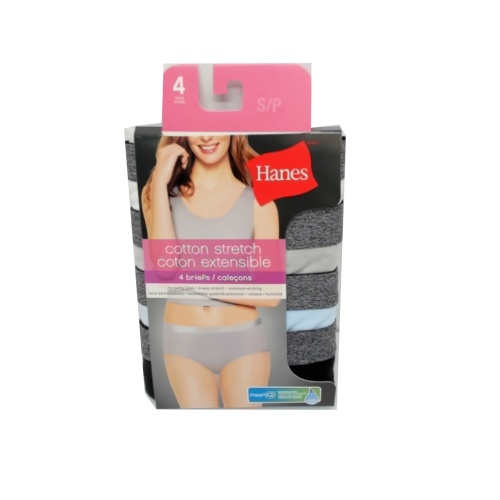 Ladies Briefs 4pk. Small Cotton Stretch Assorted Hanes