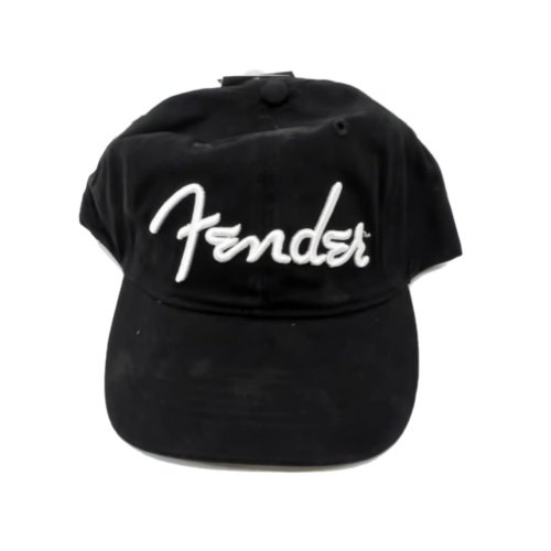 Ballcap Fender Black w/White Text Adjustable