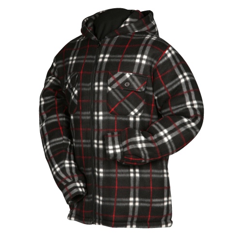 Pile Jacket - hooded - black/red - Large