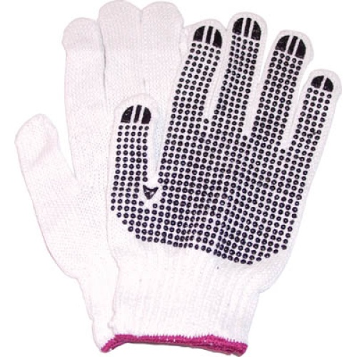 Gloves knitted blk dots red doz SM