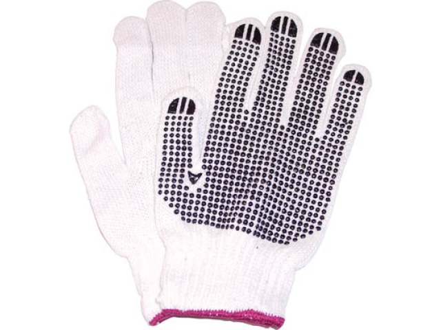 Gloves knitted blk dots red doz SM