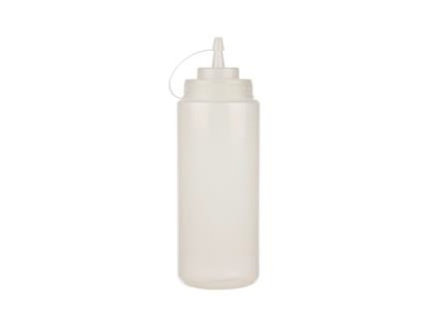 32OZ CLEAR WIDE MOUTH SQUEEZE BOTTLES WITH LID 1/PK x 24/CS