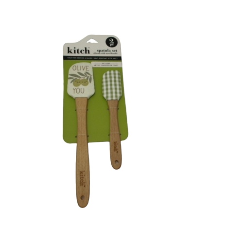 Spatula 2pc. Set Silicone Olive You Kitch