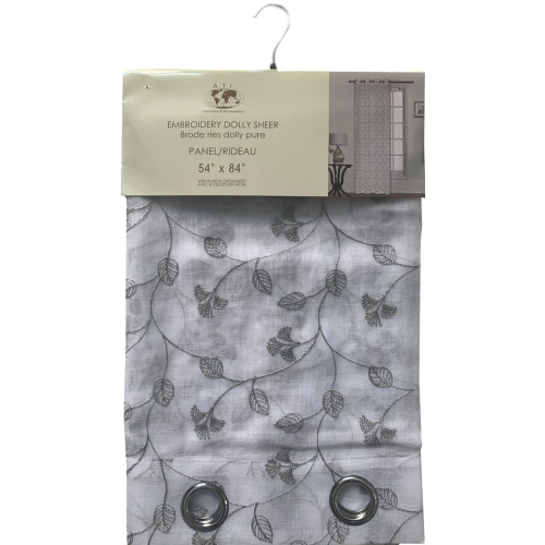 Curtain 54X84Grey Leaf Sheer