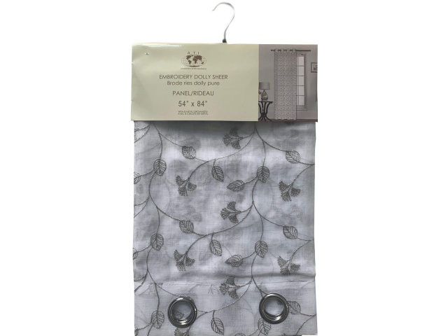 Curtain 54X84Grey Leaf Sheer\