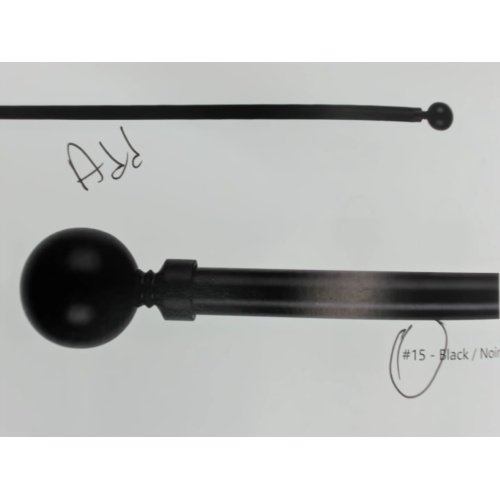 Extendable metal curtain rod set - metal sphere black 28 - 48 inch