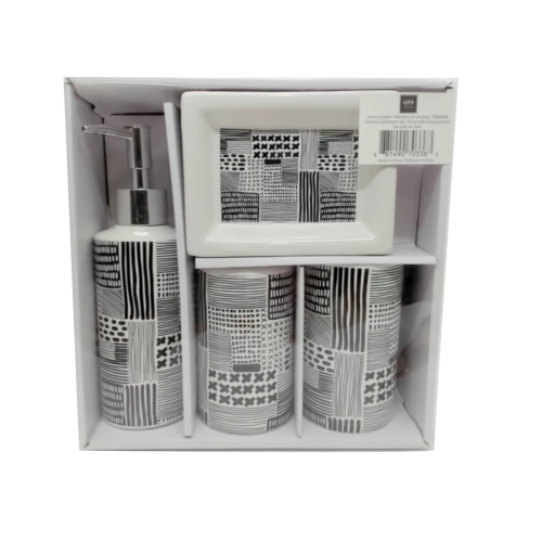 4 pc ceramic printed bathroom set