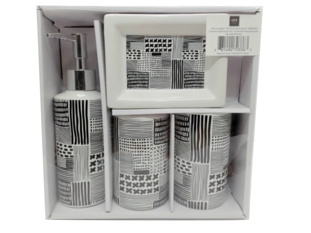 4 pc ceramic printed bathroom set