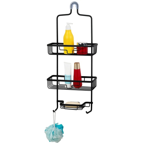 Black aluminum shower caddy