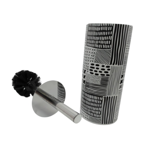 Round ceramic printed toilet brush