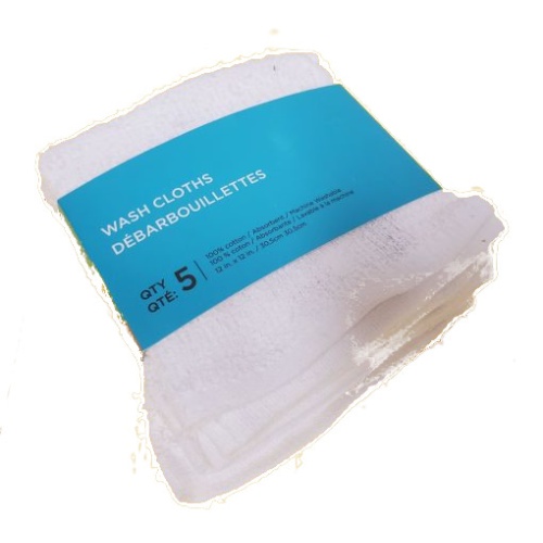 wash cloth 5 pack white