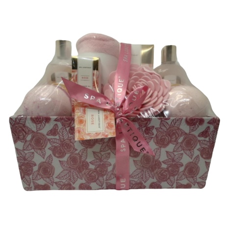 Bath Gift Set Spa Luxetique Rose In Basket