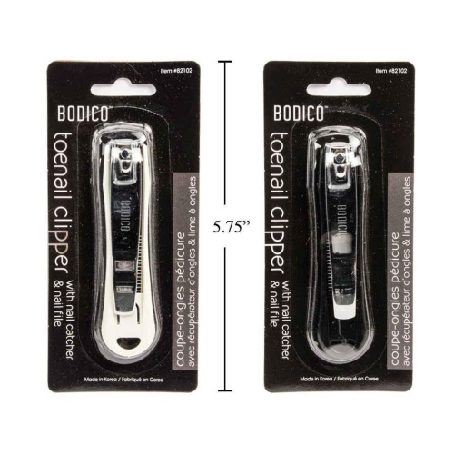 Bodico Toe Nail Clipper w/ Catcher, 82mm, 2col: blk&wht