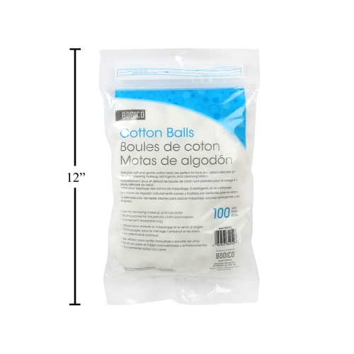 Cotton balls 100pc bodico resealable bag