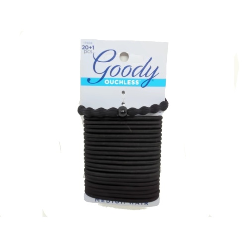 Hair Elastics 20+1pk Medium Hair Ouchless Black Goody