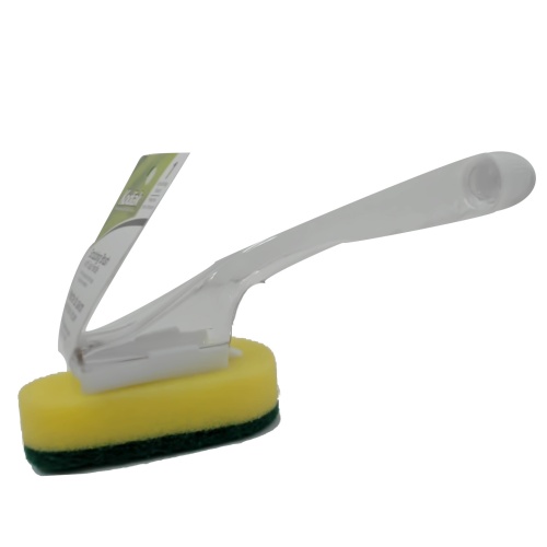 Scrubbing sponge with soap dispenser handle