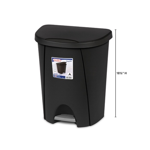 25 L Step On Wastebasket - Black