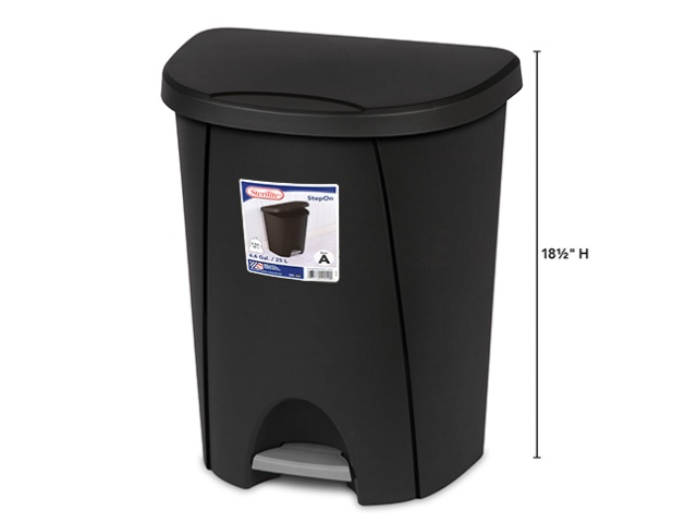 25 L Step On Wastebasket - Black