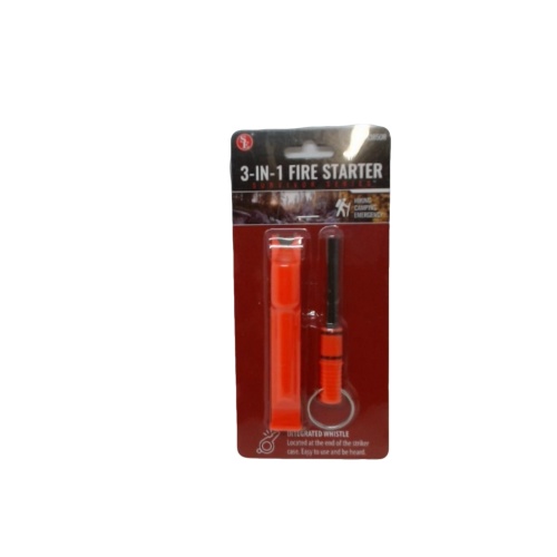 3 In 1 Fire Starter & Whistle Orange Survivor Series